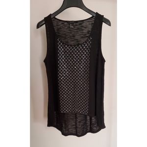 Black high low tank top with silver studs